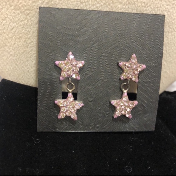 Vintage Light Lavender Crystal Pavé Star Earrings-Boutique - Picture 7 of 8